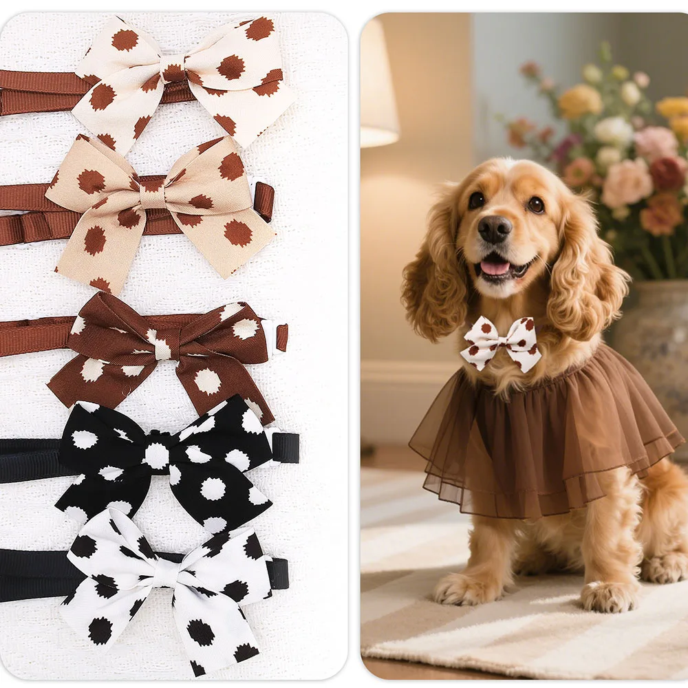 Pajaritas para perros de estilo marrón, pajaritas ajustables para perros y mascotas, accesorios de aseo con estampado de moda para perros y gatos, 5/10 Uds.