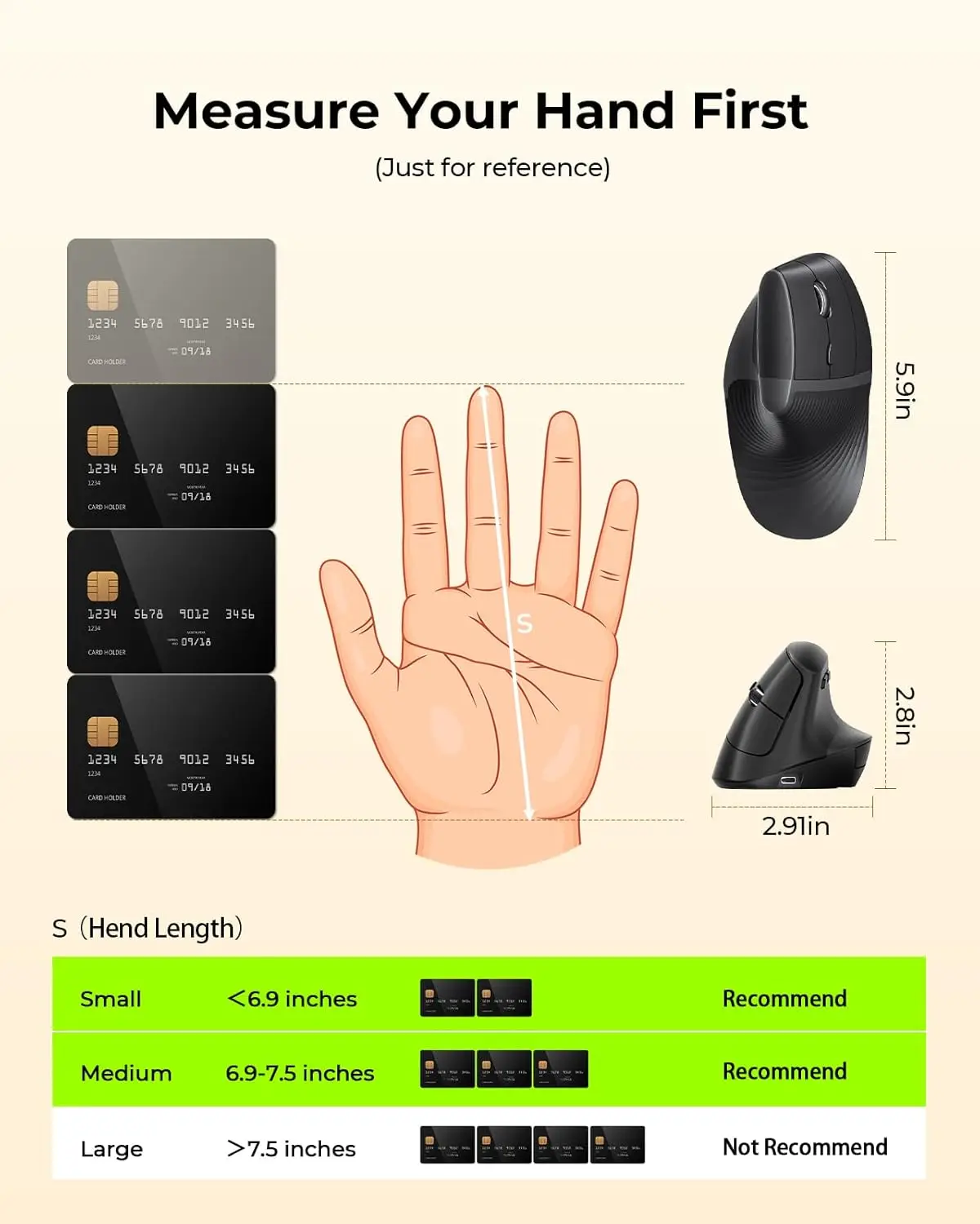 Seenda Ergonomic Mouse Rechargeable 2.4G USB & Type C Vertical Wireless Mouse with Instant Desktop Return Key,Quiet Click,