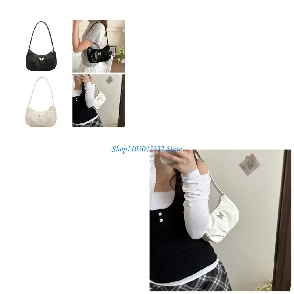 

Women PU Leather Shoulder Bag Korean Pleated Armpit Bag Butterfly Handbag