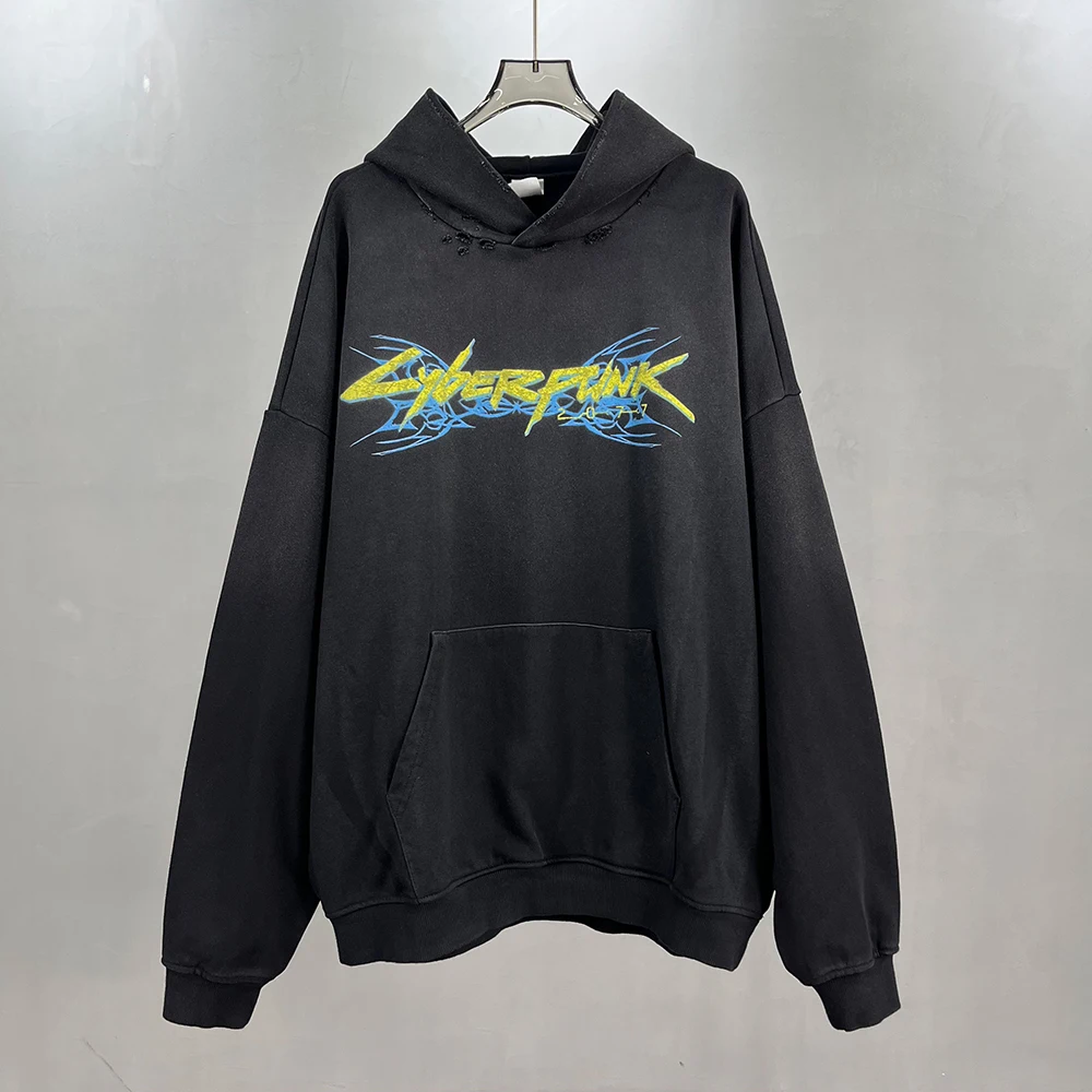 

Мужские толстовки с принтом японского аниме для мужчин, толстовка в стиле Y2k, уличная одежда с капюшоном, винтажная стираная женская одежда большого размера