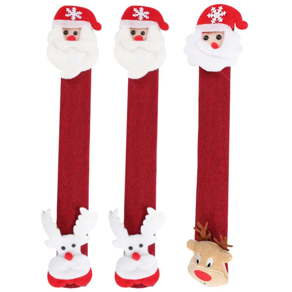 

3pcs Refrigerator Handle Covers Christmas Design For Kitchen Appliances Microwave Oven Dishwasher Cabinet Decorative Handle