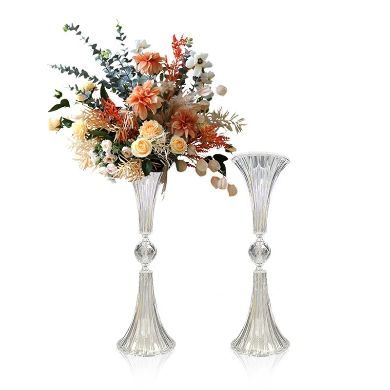 

10 PCS Acrylic Vase Trumpet Shape Wedding Table Centerpiece Event Road Lead Flower Vases For Home Decoration