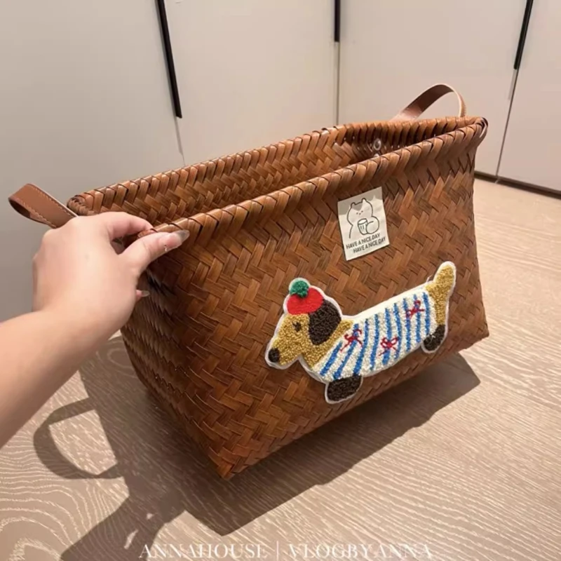 

Snack and Toy Storage Basket, Home Desktop Organizer Box, Rectangular Woven Basket, Rattan Storage Bin, Kitchen Storage Box