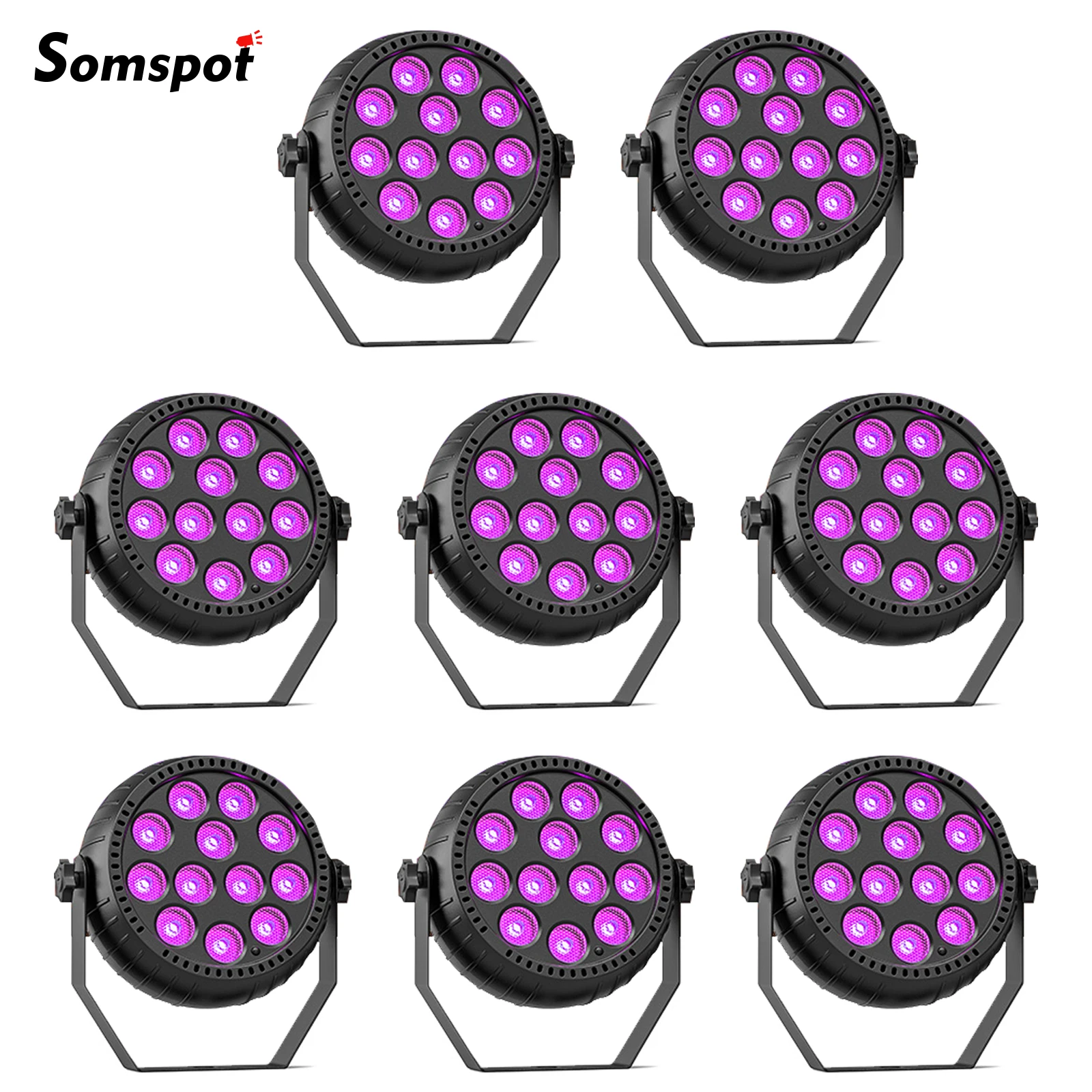 Somspot, lot de 8 mini-projecteurs PAR rechargeables, projecteurs PAR à LED RGB, projecteurs pour DJ, fêtes, effets de lumière pour scène, projecteur