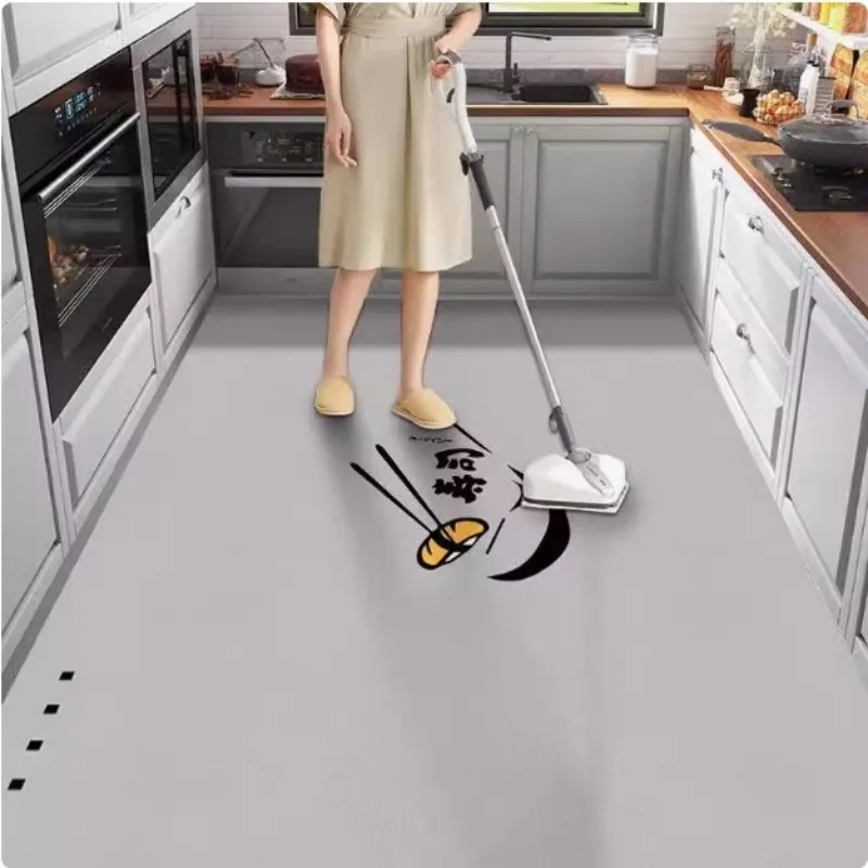 Modern Minimalist Style PVC Leather Kitchen Rug Home Decoration Carpet Waterproof Oil-proof Stain-resistant Easy Clean Floor Mat