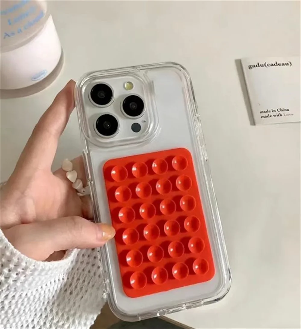Simple Clear Silicone Suction Cup Phone Case for S26 Ultra Protect Selfie Grip Fidget Cover for SamSung Galaxy S25 S24 A57 A56