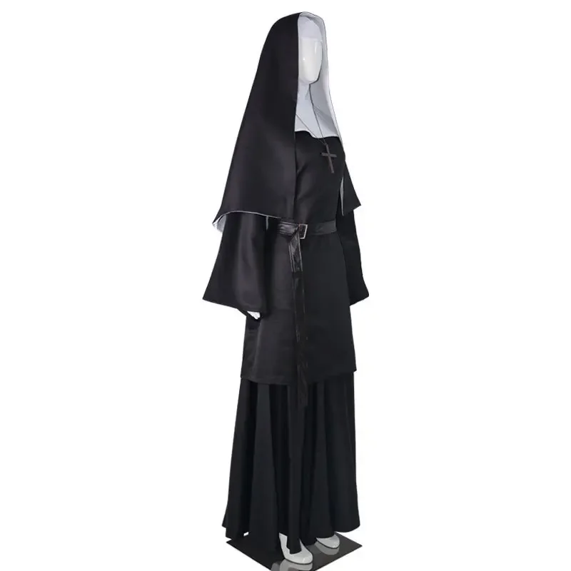 Costume cosplay da suora donna uomo Halloween abiti lunghi The Conjuring Black Outfit Horror Ghost Costume cosplay