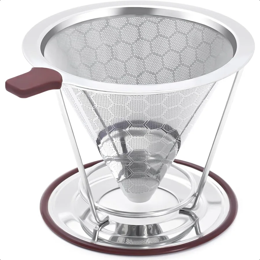 

Pour Over Coffee Dripper Stainl Steel Filter Easy to Clean Paperl pour over coffee maker Reusable Filter Cone Dripper with Remo