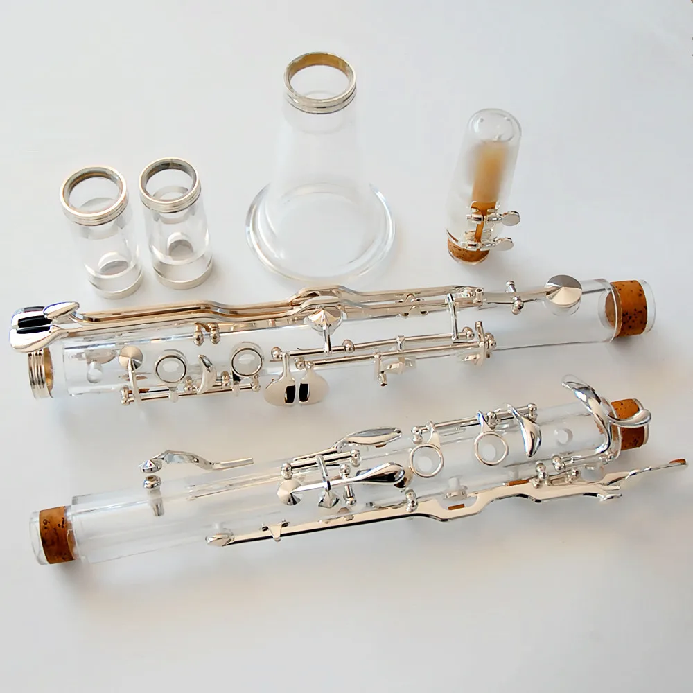 G‑Tone 18‑Key Clarinet Transparent Acrylic Body Silver‑Plated Keys With Canvas Carry Case Woodwind Instrument