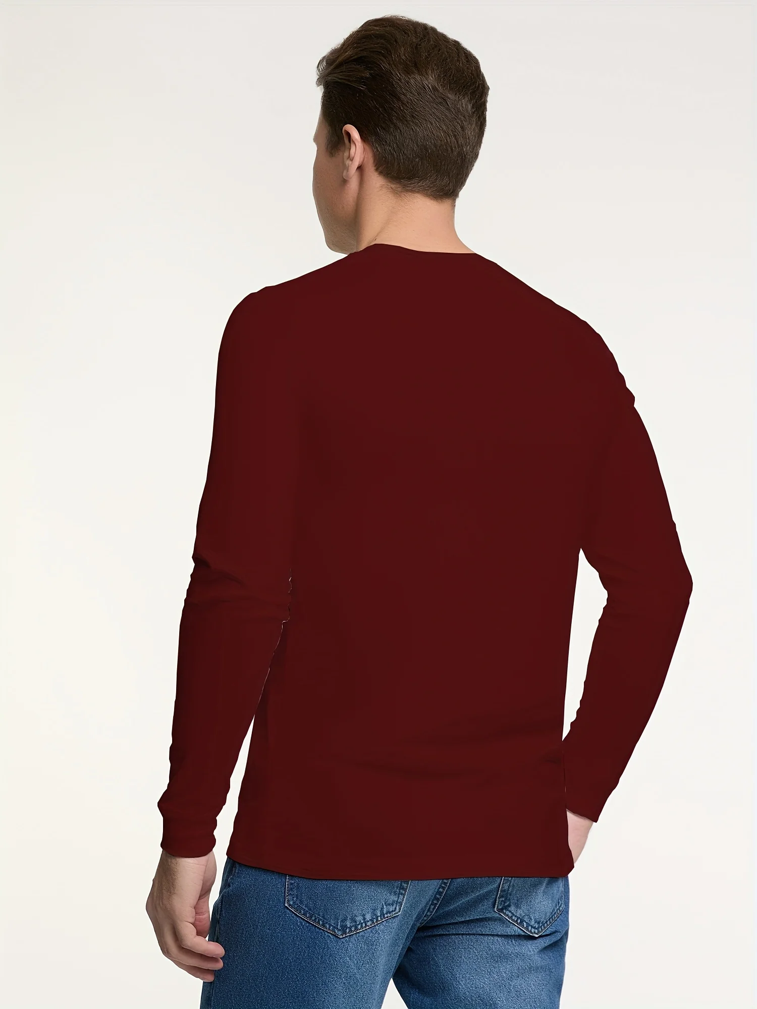100% Cotton Men's Long Sleeved Round Neck Loose Classic Print Autumn and Winter Casual Versatile T-Shirt Top image 6
