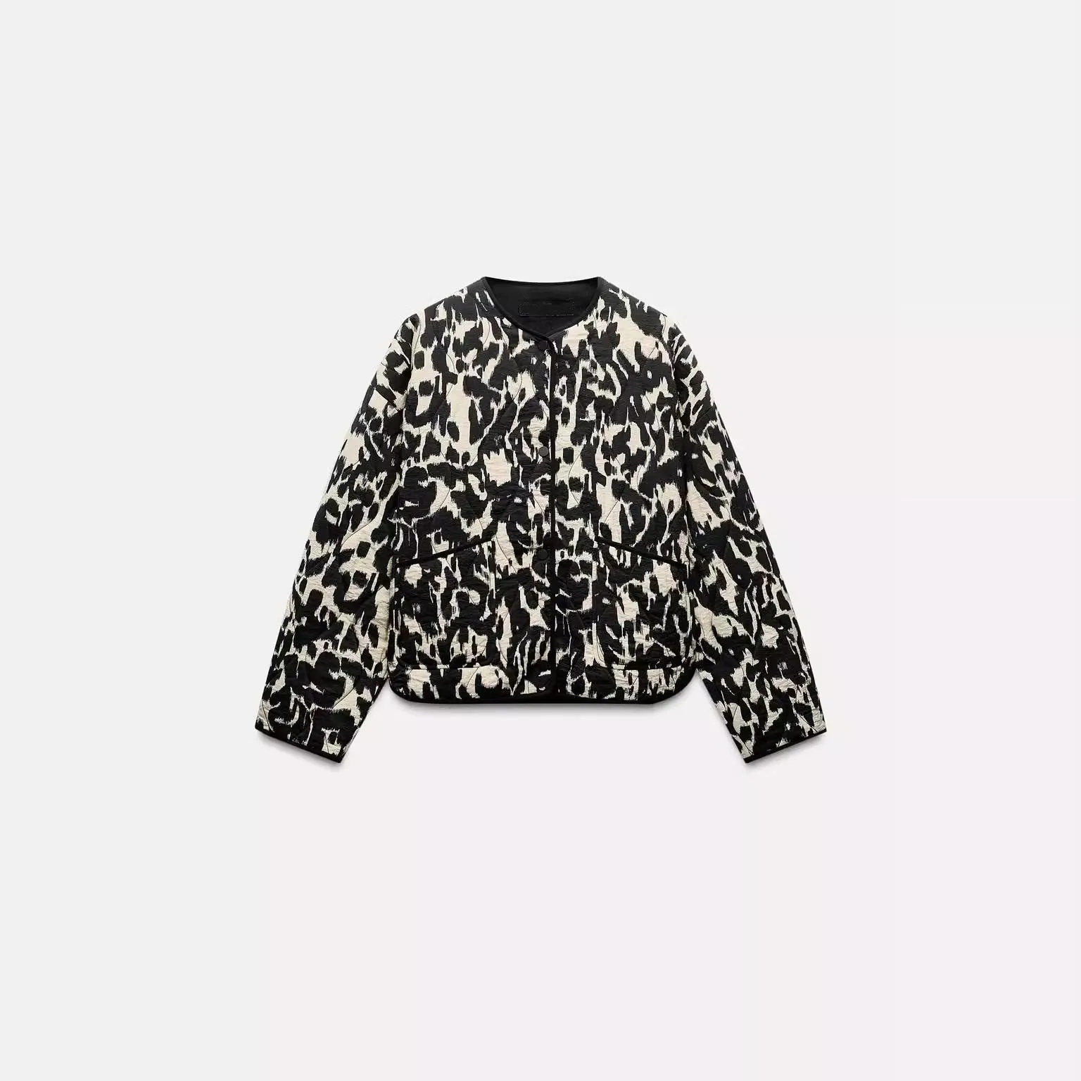 

Snakeskin Print Long Sve Jaet Coat Button Design Faionable New Arrival Autumn Winter Cotton Women's Clothing Z