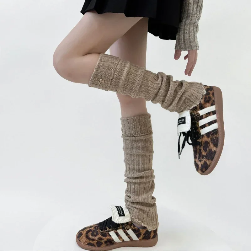 Wolle Beinlinge Frauen Herbst und Winter Warme Gestrickte Fuß Abdeckung JK Lolita Kawaii Rüschen Socken Strümpfe Mädchen Süße Beinlinge