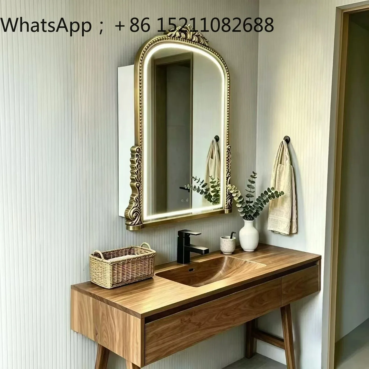 SCY light luxury bathroom mirror cabinet gold separate bathroom smart mirror storage integrated cabinet