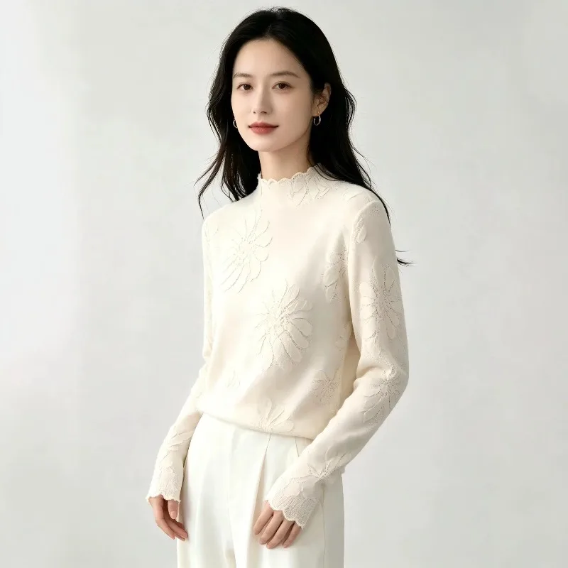 Miyake Pleated 2026 Solid Color Simple Fashion Floral Pleated Top Autumn Winter Versatile Commuter Long Sleeve Base Shirt Pleat