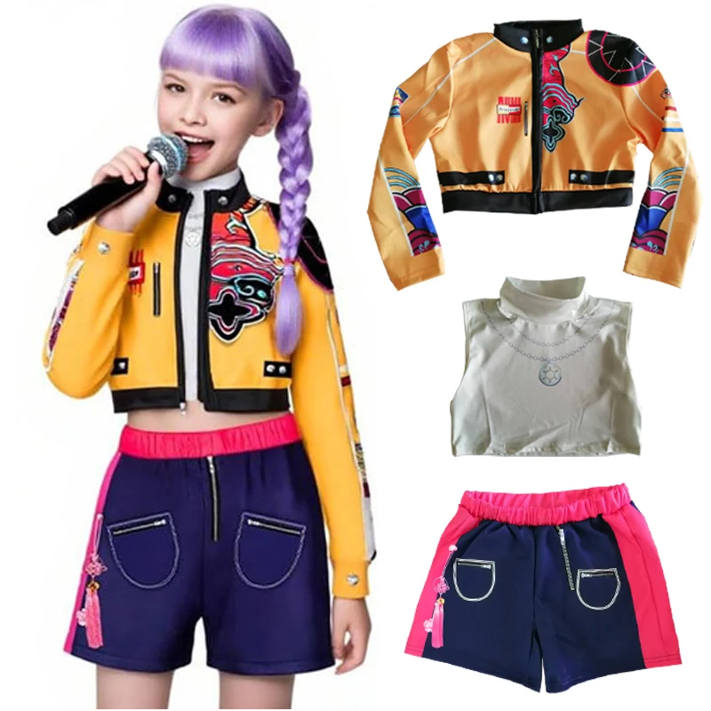 جديد K-POP شيطان هنتر تأثيري فتاة زي رومي مجموعة هالوين زي الأطفال البوب المغني 3 قطعة مجموعة #1