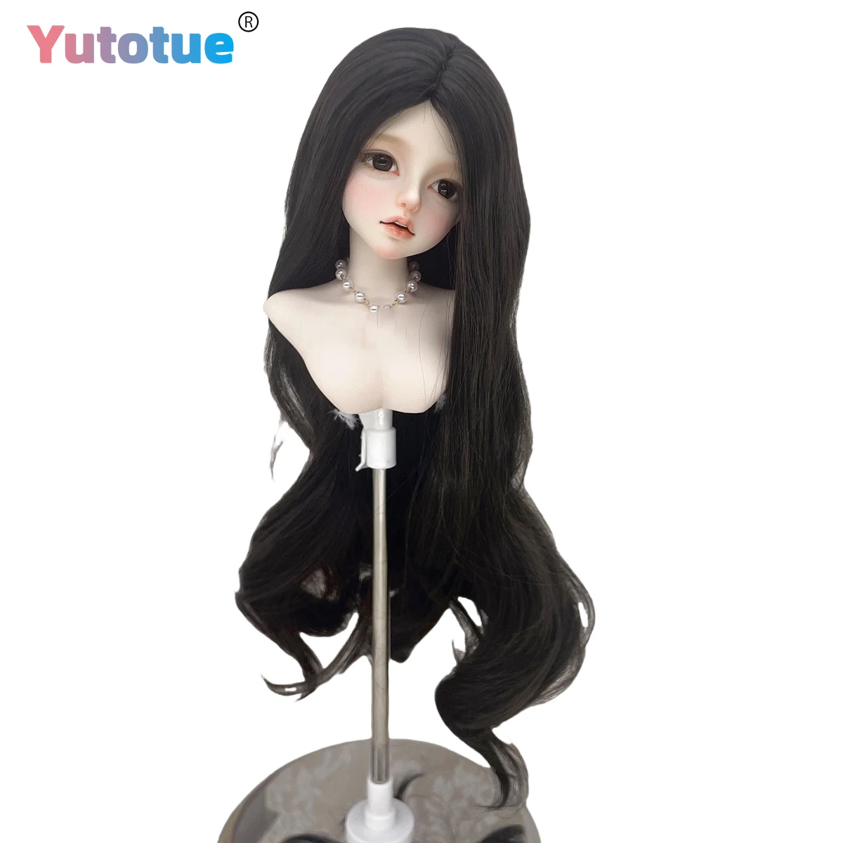 Yutotue Poppen Pruiken Lang Golvend Haar Pruik Zwarte kleur voor 1/3 1/4 1/6 BJD Pop Modepop Vervangen DIY Speelgoed