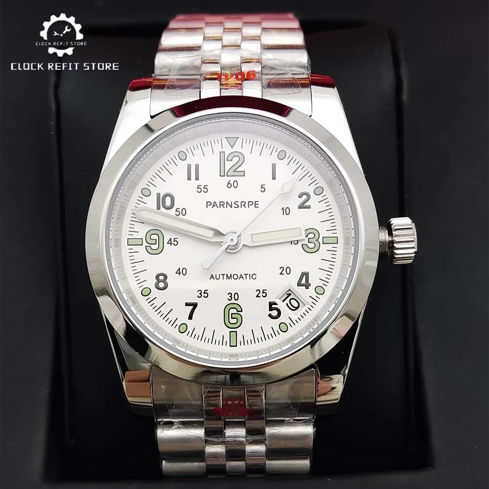 Pansrper Men's Automatic Mechanical Watch 36mm Stainless Steel Waterproof Case NH35 Movement Transparent Case Back