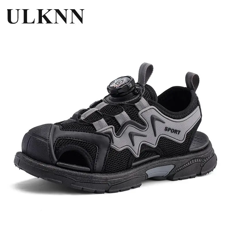 

Boy's Sandals Baotou 2023 Summer New Rotating Button Boy Cuhk Child Antiskid Odor-proof Children Beach Shoes