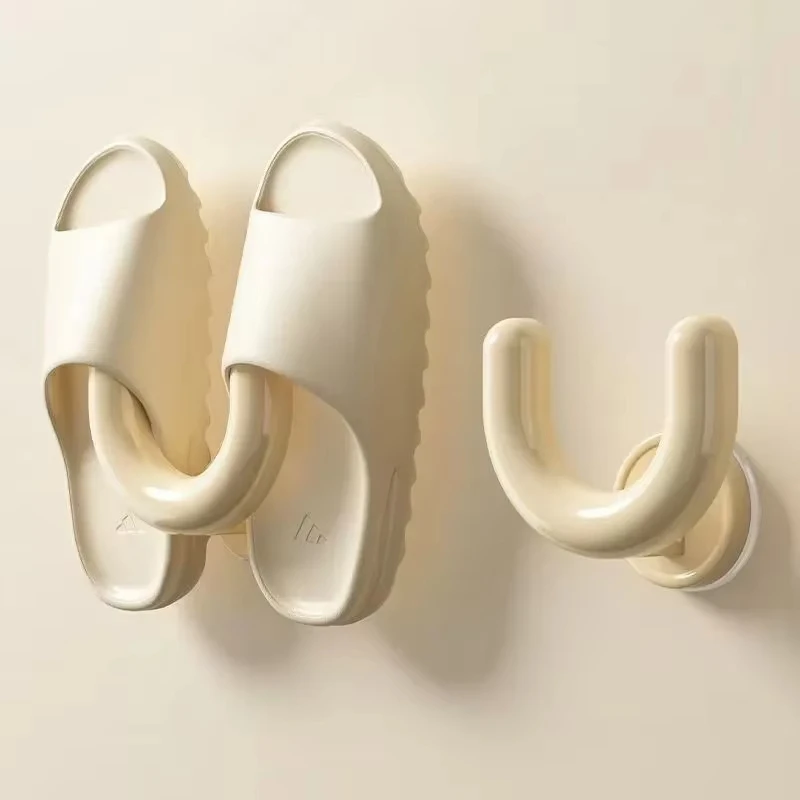 Badezimmer-Schuhregal mit Saugnapf, bohrfreie Wandmontage, Schuhregal mit Tropfschutz, Hängeregal mit Haken und Ablage