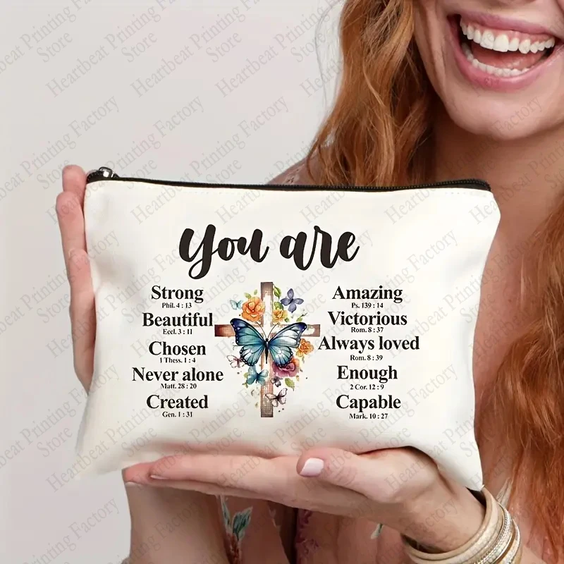 Inspirational Christian Gifts for Women Makeup Bag Encouragement Religious Gifts Bible Verse Cosmetic Bag Scripture Skincare Bag