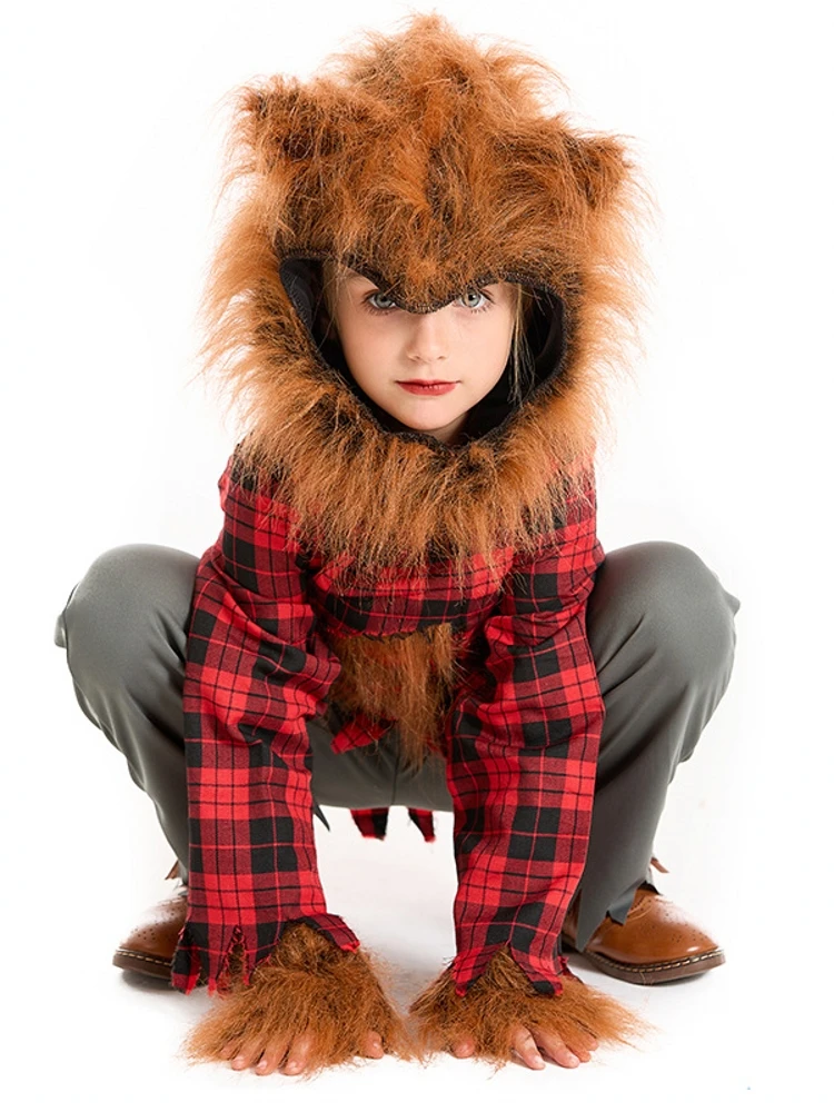 Wolf Kinderkostüm Tier Outfit Halloween Performance Kleidung Kinder Bühnenkostüm Wolf Mann Tieranzug Traditionelle Chi...