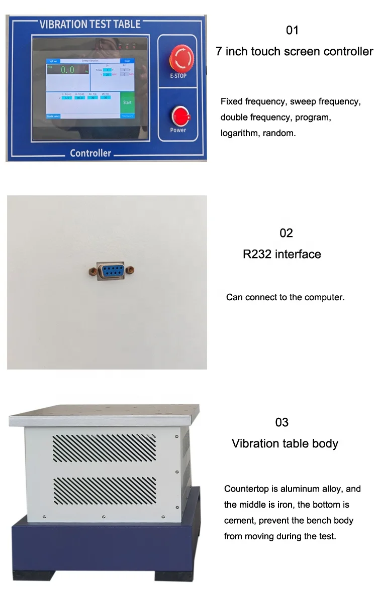 Electric Small Electromagnetic Vibration Table Vibrator Shaking Machine Frequency Sweep 1-1000Hz 100KG Load Touch Screen Control