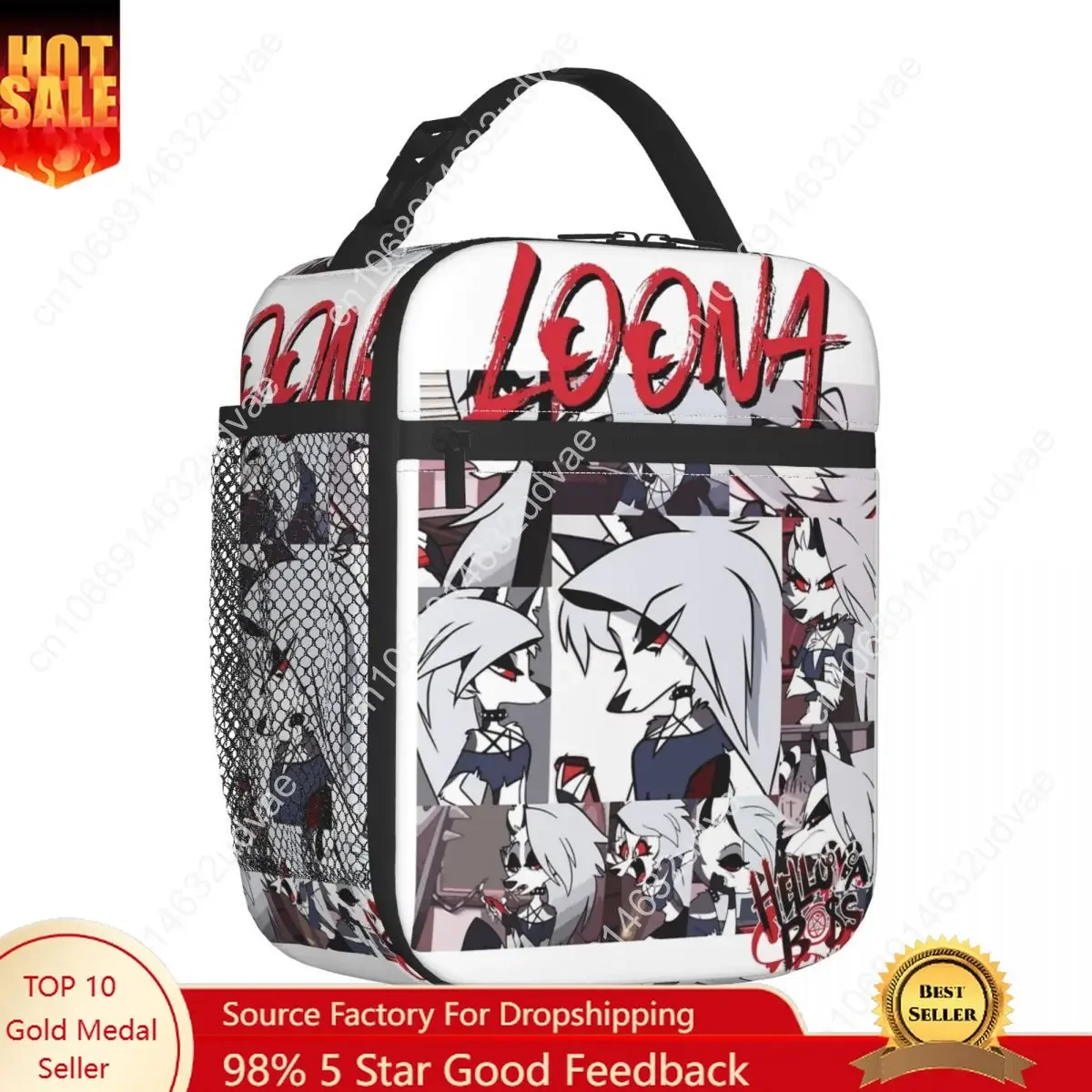 Helluva-Boss Loona Insulated Lunch Bag Food Bag Portable Cooler Thermal Lunch Boxes For Work