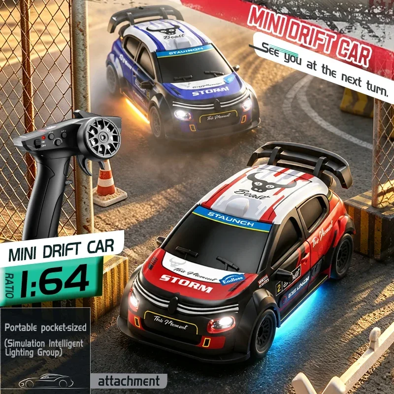 SG516 1/64 4WD High Speed Drift RC Car With Lights 2.4G Remote Control Desktop Mini GTR Racing Model Cars For Boys Kids Toy Gift