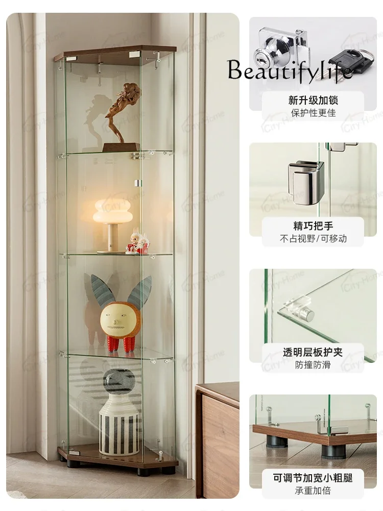 X62 Corner Glass Wine Cabinet Against The Wall Display Cabinet Simple Borderless Living Room Ornament Dust Rack