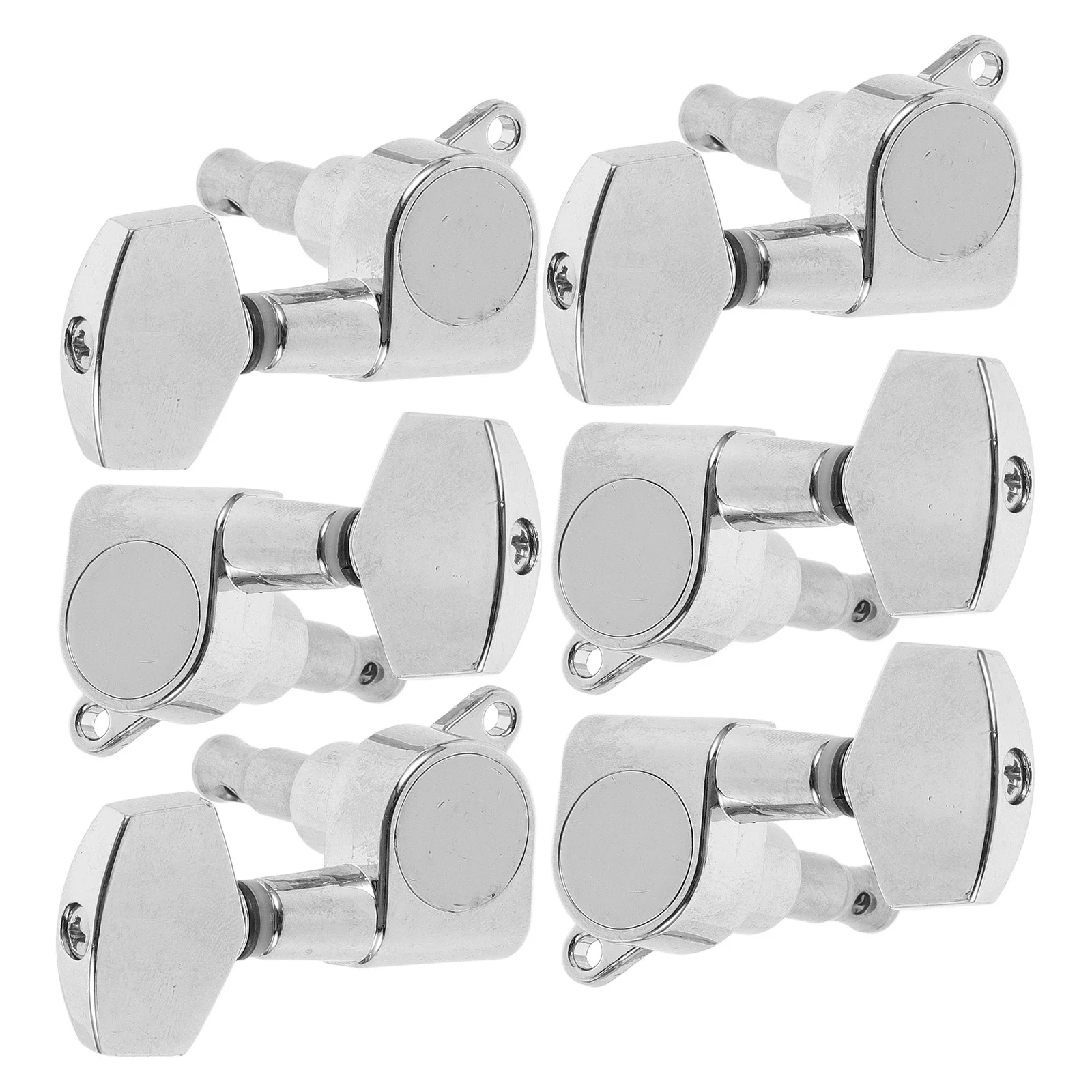 

6Pcs Acoustic Guitar Tuning Machines Locking Tuners Full Closed Large Handle Accurate Adjustment Silver Guitar Parts String Pegs