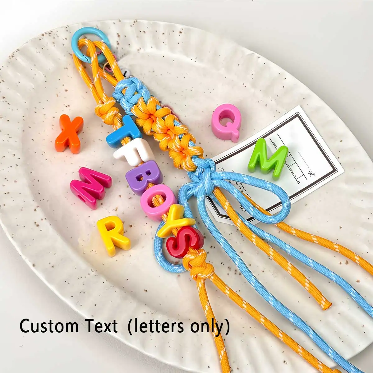 1 PC Personalized Woven Name Keychain, Customized Letter/Number Beads, Flowers and Butterflies for Loved Ones