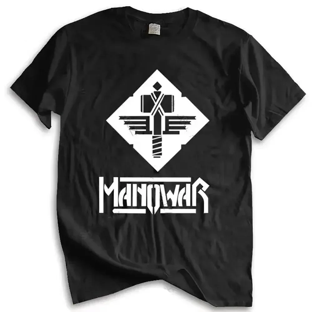 New Men's Wear Manowar Rock Band Casual Sports Top Hip Hop Men's Wear T-Shirt Crew Neck Spring Autumn Season