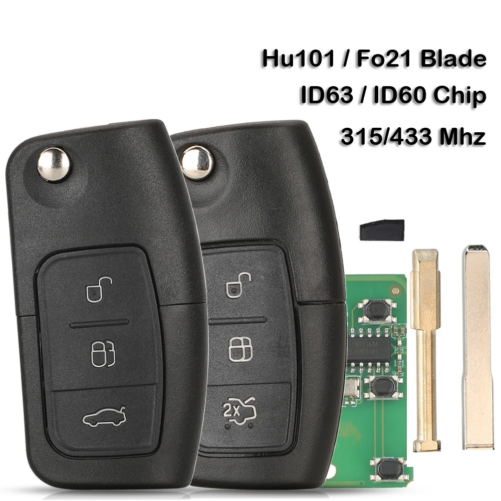 

kutery 433/315MHz iD63 id60 Flip Folding Remote Control Key for Ford Focus Fiesta Mondeo Kuga C-Max Galaxy Falcon