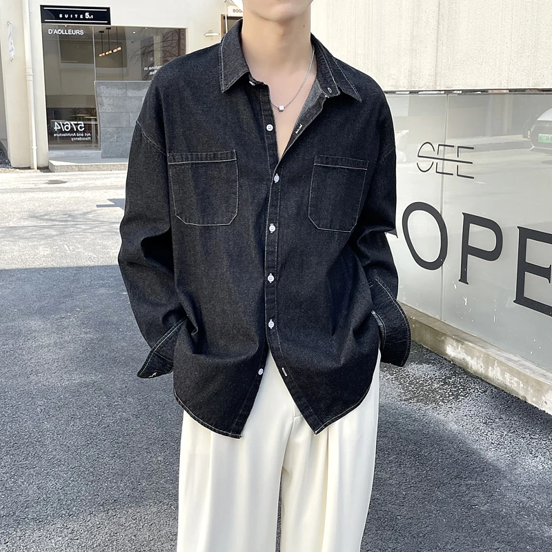 

Casual Men's Denim irt Long Sve Workwear Sle Early Autumn New Faion Brand Youth ular Loose Fit Outerwear Jaet
