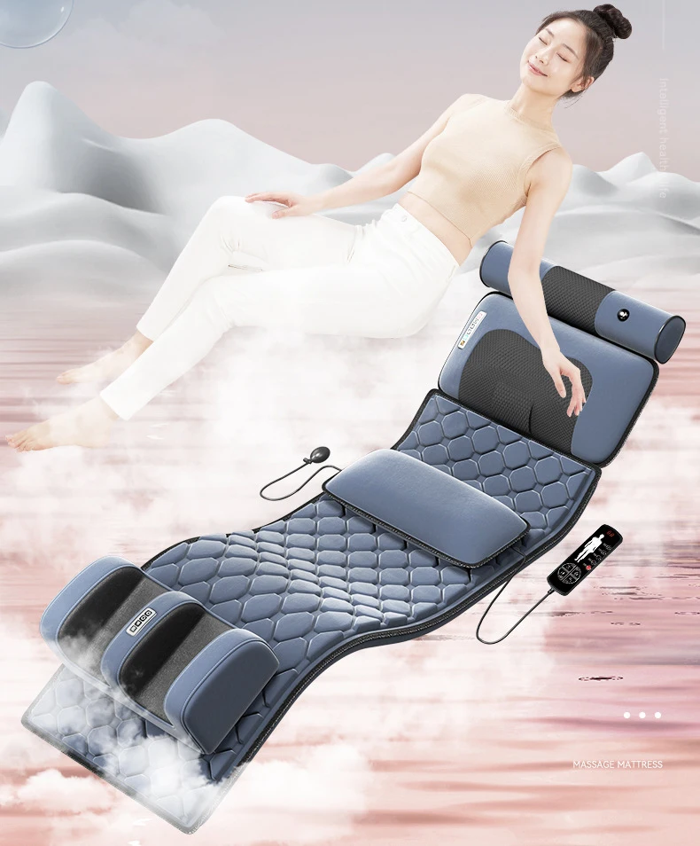 54 Heads Electric Massage Mattress Vibrating Heating Infrared Massager Cushion For Full Body Pain Stress Relief Body Relax 110V