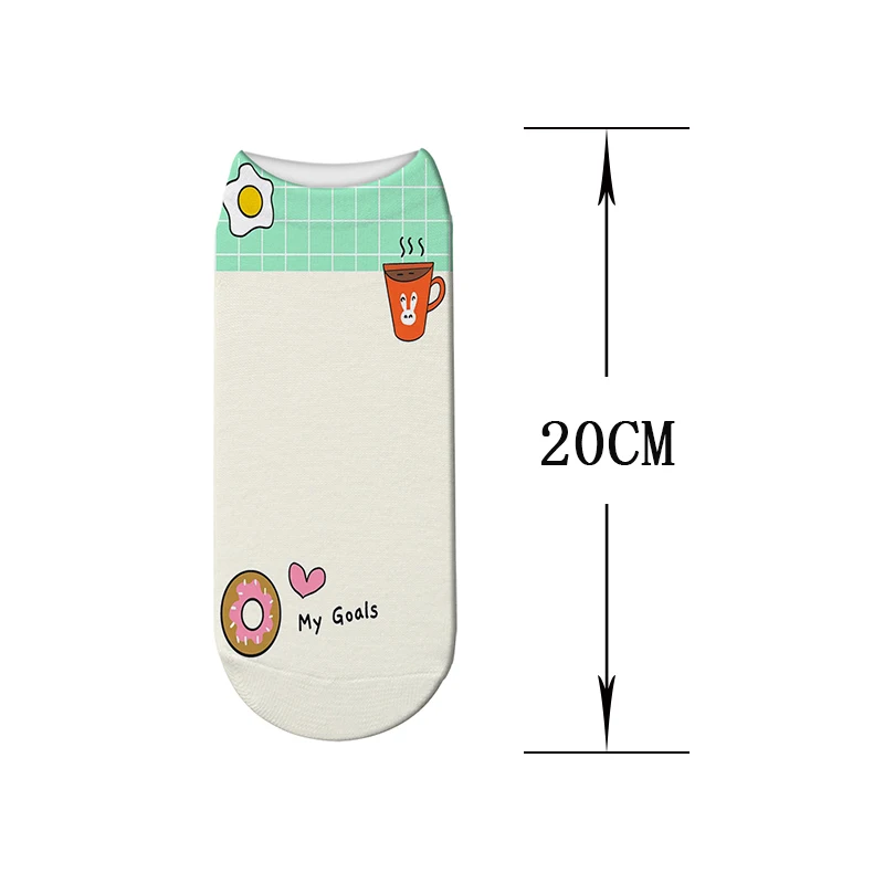 New Women Short Socks Fashion Letterhead Pattern 3D Printing Novelty Low Nude Socks Harajuku Kawaii Comfortable Socks Unisex