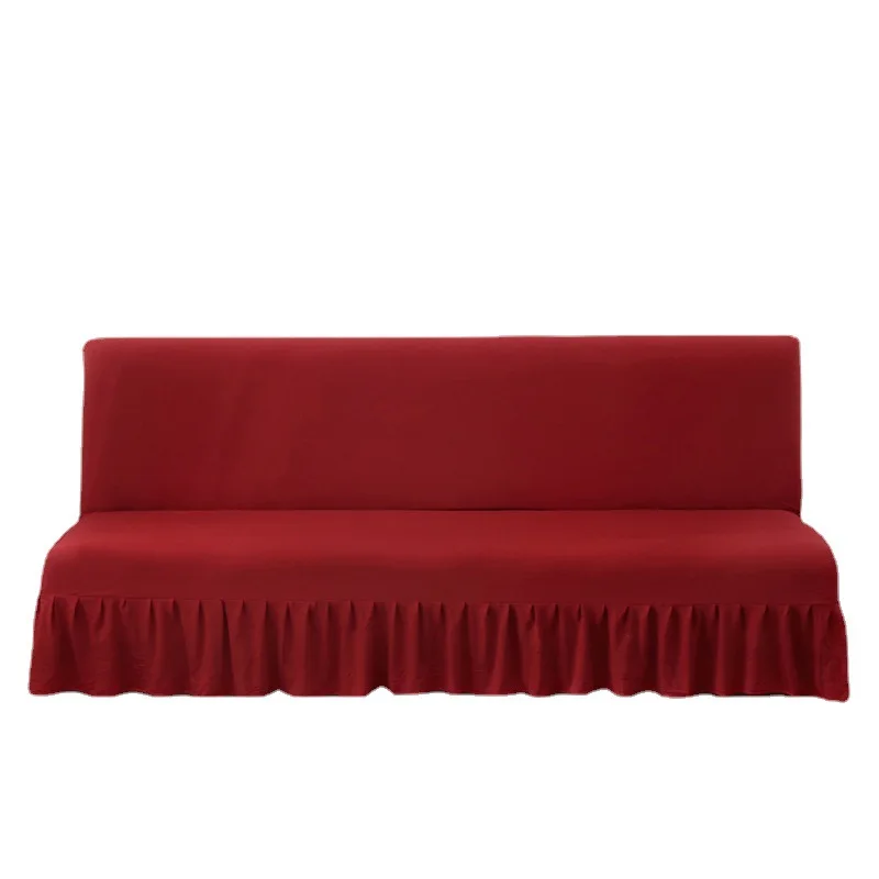 Skirt-Style Sofa Bed Cover Without Armrests Folding Simple Non-Slip Dust-Proof Sofa Cover Solid Color Modern Simplicity