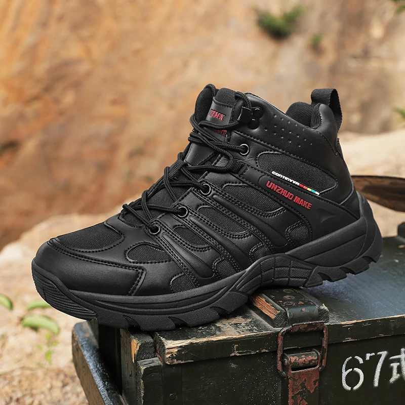 

YRZL Waterproof Boots Men Hiking Shoes Non Slip Work Boots Outdoor Big Size Plush Couple Boots Durable Comfortable Lightweight