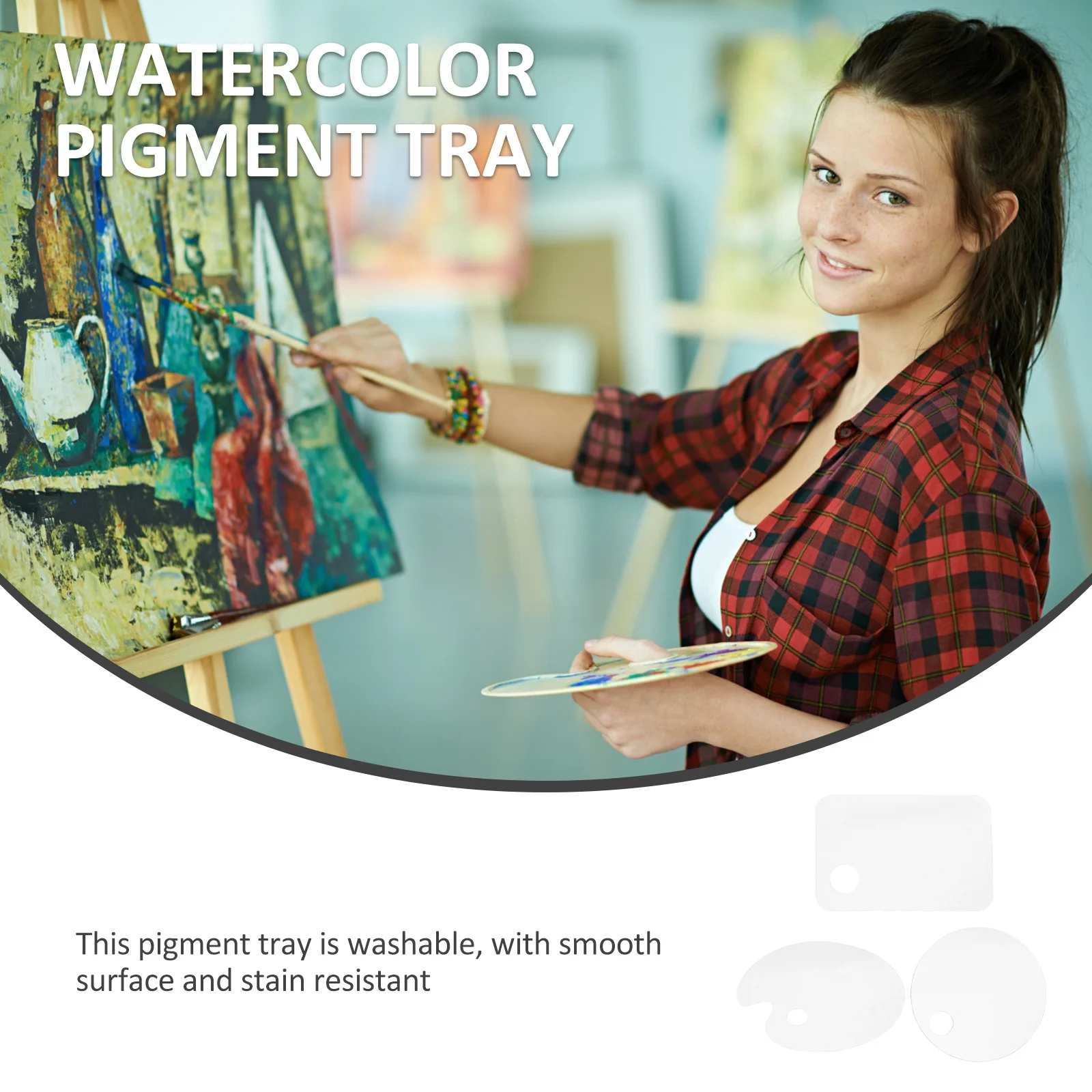 

3Pcs Oval Paint Tray Watercolor Pigment Plate Durable Non-Penetrating Mix Palette for