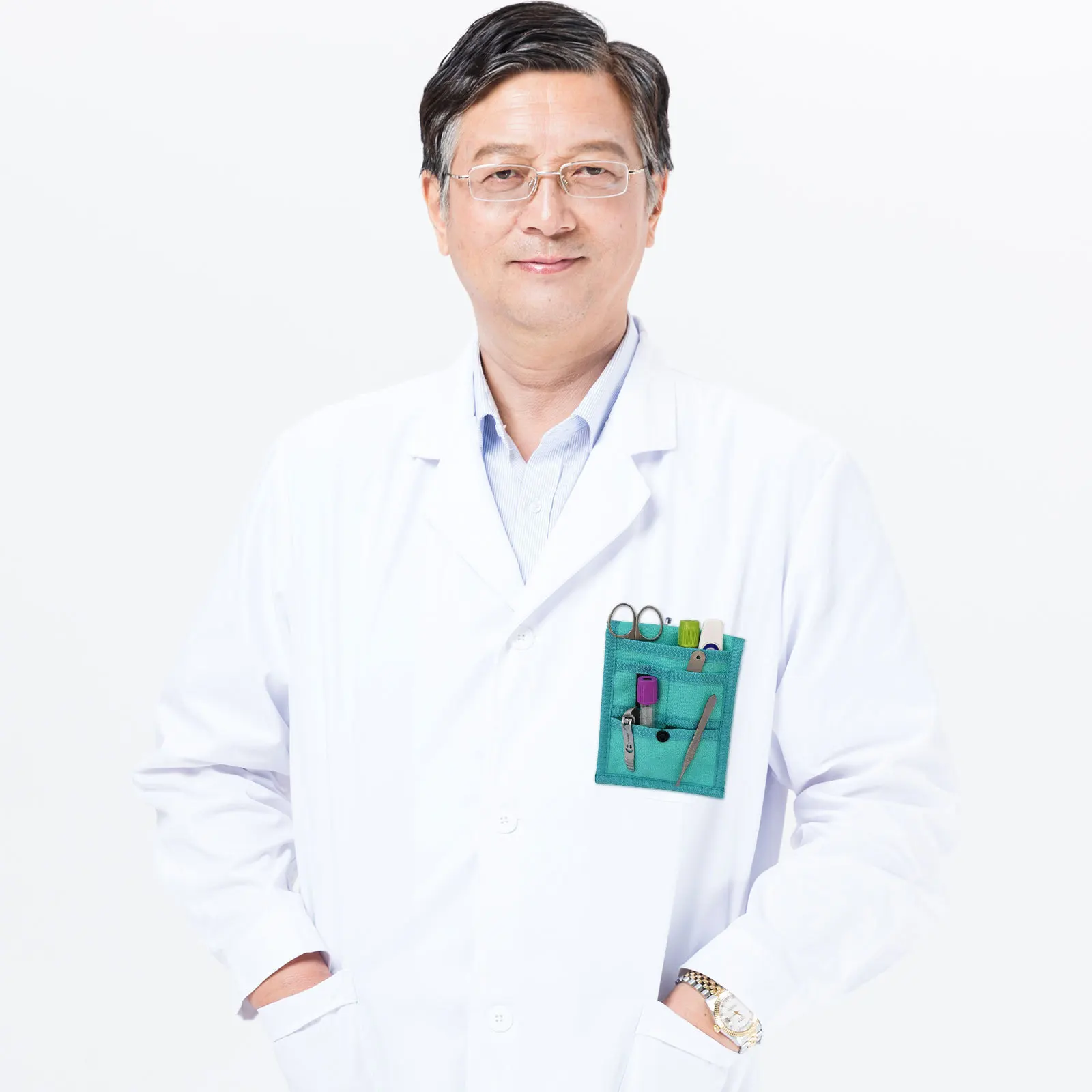 

1Pcs Oxford Cloth Pen Pouch Tool Bag Inserted Pocket Pen Protector for Nurse Doctor Office Storage Portable Emerald Pencil