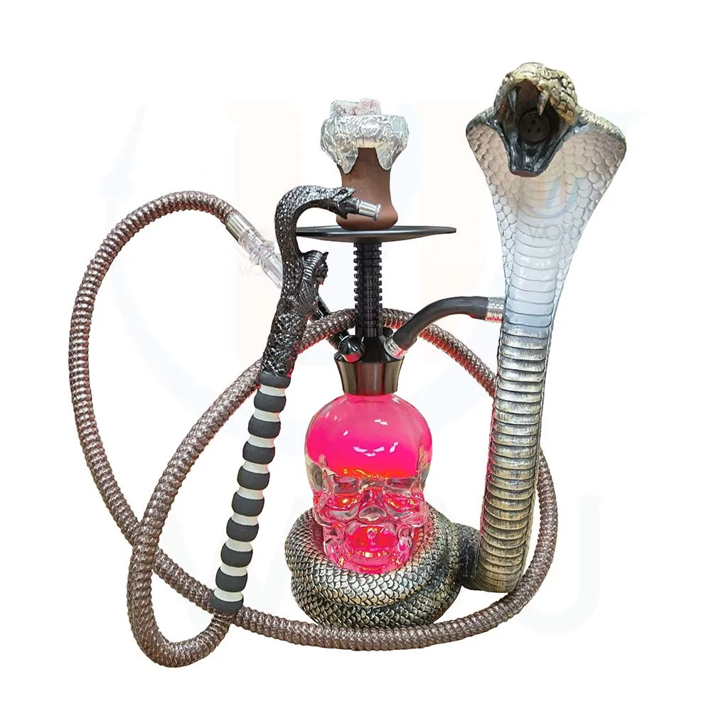 New High-Quality Arab Serpentine Resin Hookah Set Chicha Light Color Lamp Snake Tail Pipe Shisha Silicone Base Glass Bar KTVGift