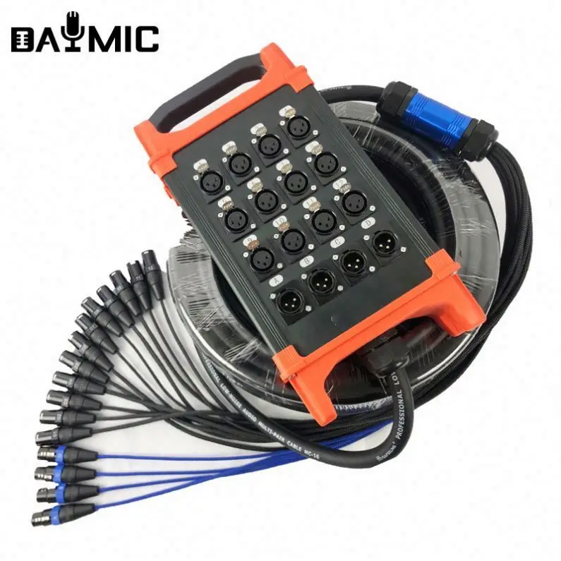 Hot Sale 8 10 12 16 24 32 40 Channel 10 30 50 100 Meter XLR Audio Signal Stage Snake Cable Box