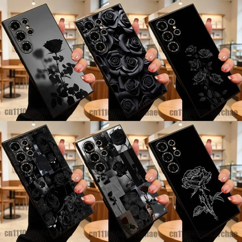 For Black Rose Flowers Collage Phone Case For Samsung S23,S24,S26,S25,S22,S30,S21,Ultra,Plus,Fe,Lite Custom Soft Cover