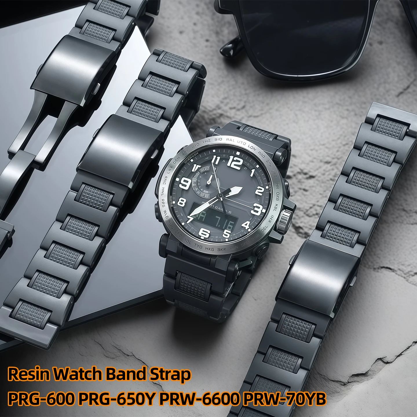 Pasek do zegarka z żywicy kompozytowej 22MM 23MM 24MM do Casio Pro Trek PRG-600 PRG-650Y PRW-6600 PRW-70YB, uniwersalny do każdego zegarka