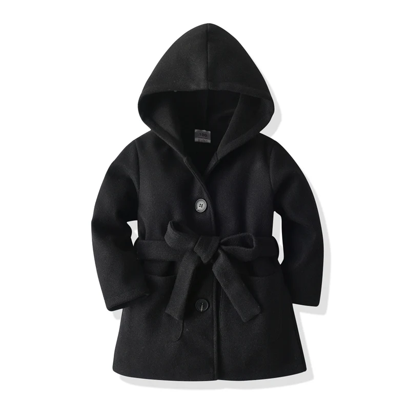 

Girls Woolen Coat Jacket Cotton Outwear 2022 Buttons Warm Thicken Plus Velvet Winter Autumn High Quality Children's Clothing