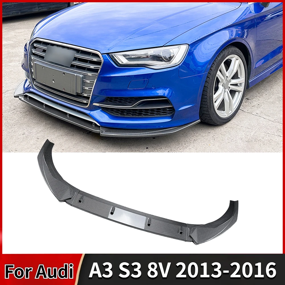 Car Front Bumper Lip for Audi A3 S3 8V 3pcs Spoiler Splitter Diffuser A3 TFSI TDI FSI S-Line 2013-2016 Pre-Lci Bodykits Tuning