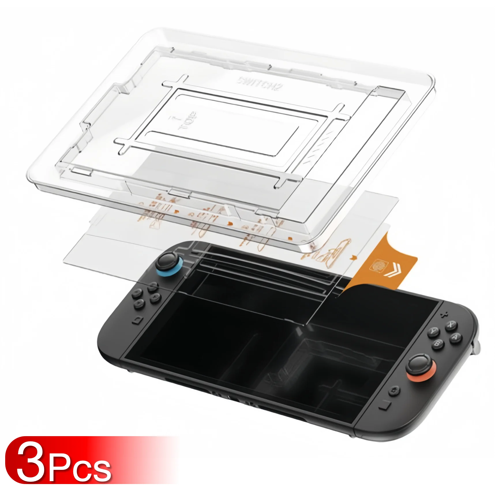 3 Stück Auto-Alignment OneTouch für Switch 2 7,9 Zoll Gehärtetes Glas Displayschutzfolie Gaming-Zubehör Ultra-Klar 2025 2021 2