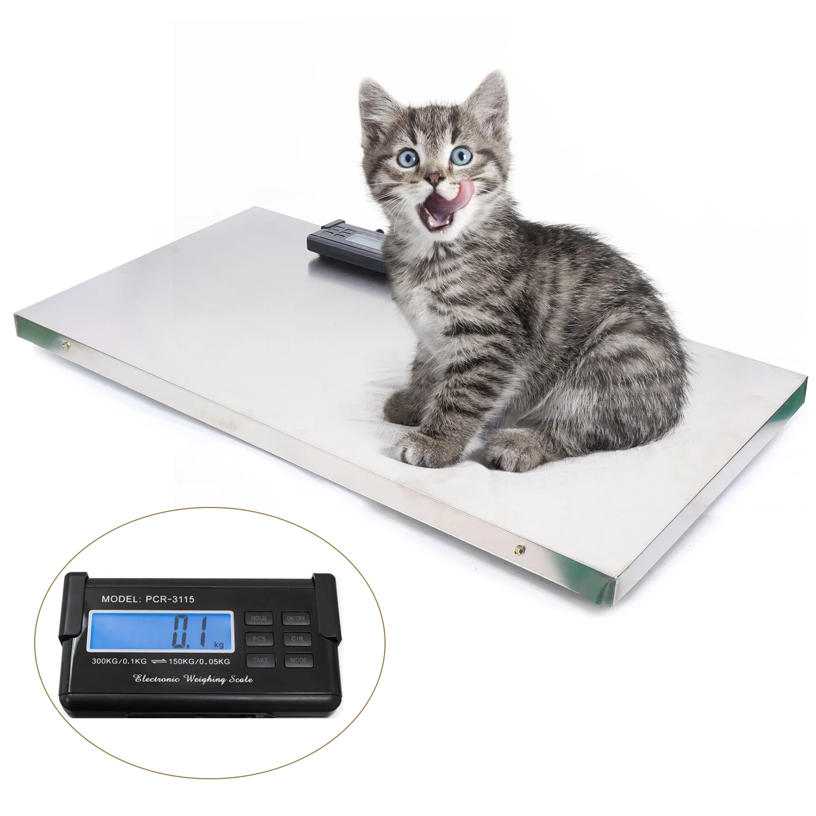 

Heavy Duty Digital Pet Scale, 660LB Capacity, 103x53cm Stainless Steel Platform, Accurate to 0.05kg and 0.1kg