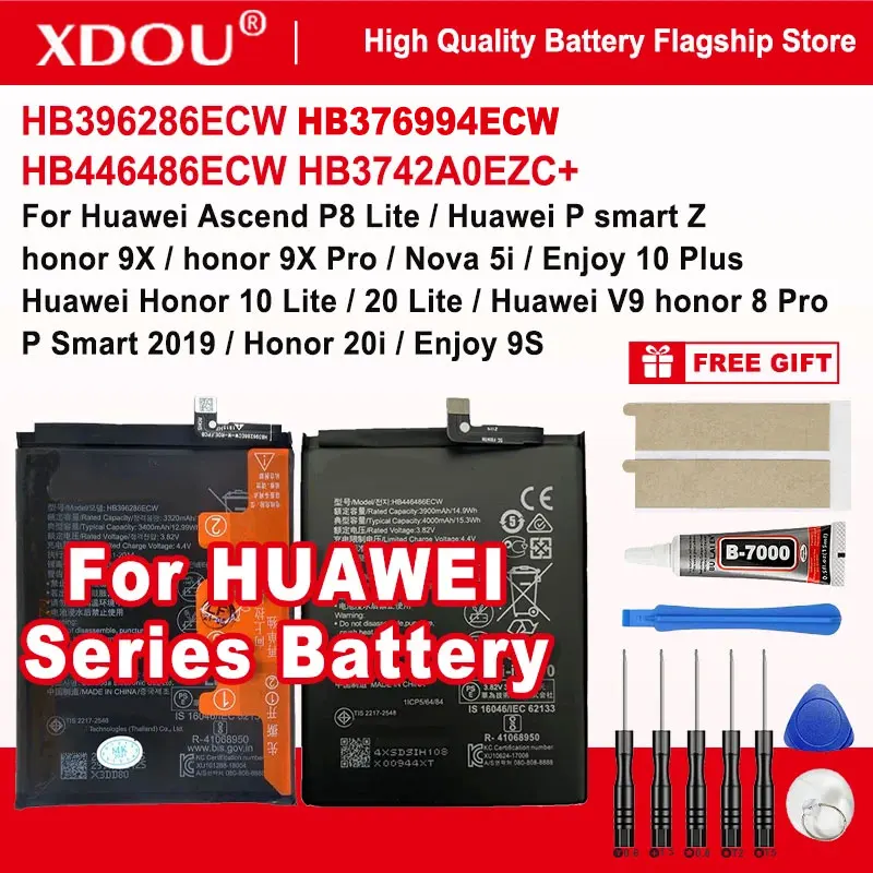 Batería HB396286ECW HB446486 HB376994 para Huawei Honor 10 20 Lite V9/Enjoy 9S 10/ honor 9X Pro / honor 8 Pro Ascend P8 Lite
