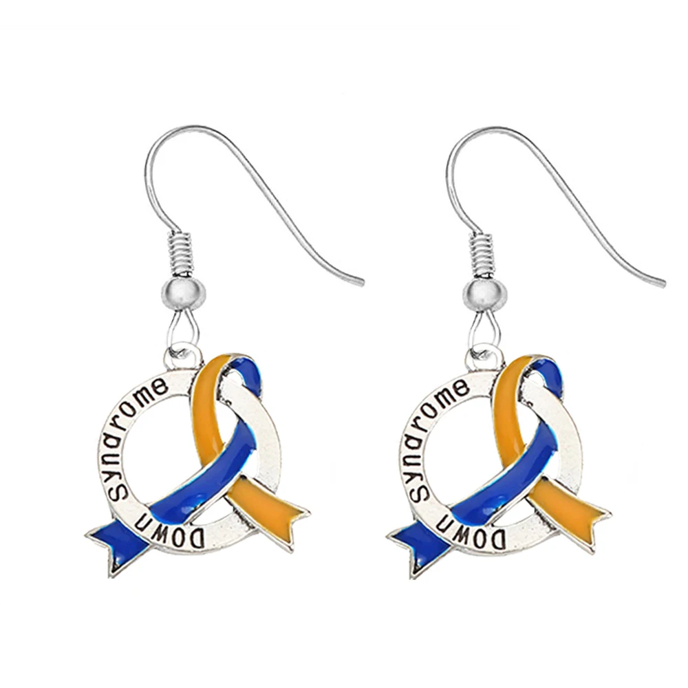 Metal Enamel Childhood Ovarian Cancer Cerebral Palsy Down Syndrome Alzheimer's Fibromyalgia Cystic Fibrosis Awareness Earrings